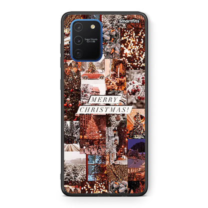 Samsung Galaxy S10 Lite Xmas Collage θήκη από τη Smartfits με σχέδιο στο πίσω μέρος και μαύρο περίβλημα | Smartphone case with colorful back and black bezels by Smartfits
