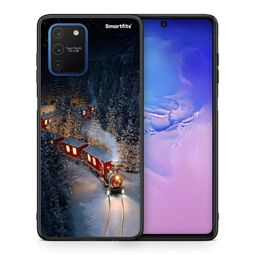 Θήκη Samsung Galaxy S10 Lite Xmas Train από τη Smartfits με σχέδιο στο πίσω μέρος και μαύρο περίβλημα | Samsung Galaxy S10 Lite Xmas Train case with colorful back and black bezels