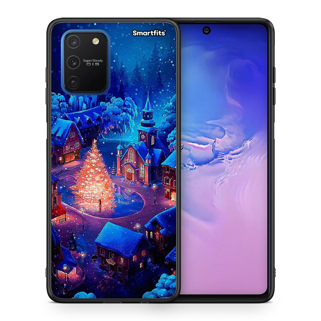 Θήκη Samsung Galaxy S10 Lite Xmas Village από τη Smartfits με σχέδιο στο πίσω μέρος και μαύρο περίβλημα | Samsung Galaxy S10 Lite Xmas Village case with colorful back and black bezels