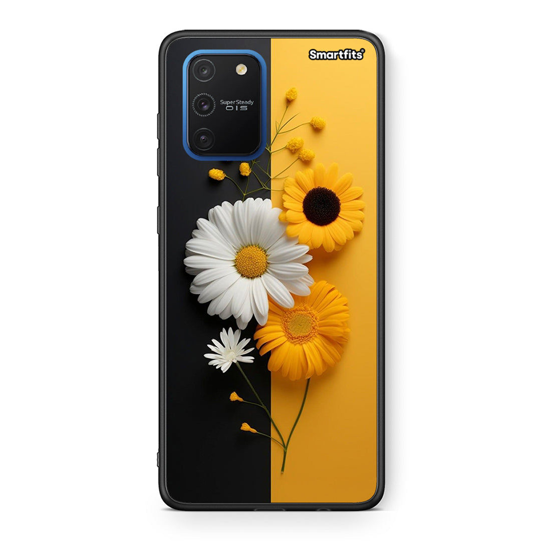 Samsung Galaxy S10 Lite Yellow Daisies θήκη από τη Smartfits με σχέδιο στο πίσω μέρος και μαύρο περίβλημα | Smartphone case with colorful back and black bezels by Smartfits