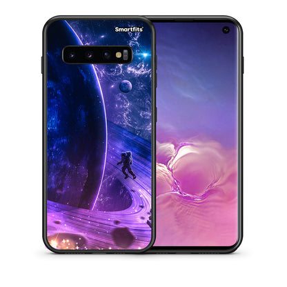 Θήκη Samsung S10 Lost Astronaut από τη Smartfits με σχέδιο στο πίσω μέρος και μαύρο περίβλημα | Samsung S10 Lost Astronaut case with colorful back and black bezels