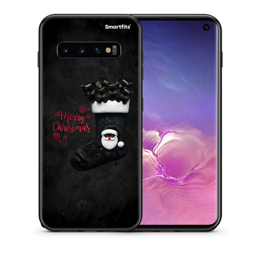 Θήκη Samsung S10 Merry Cat Christmas από τη Smartfits με σχέδιο στο πίσω μέρος και μαύρο περίβλημα | Samsung S10 Merry Cat Christmas case with colorful back and black bezels