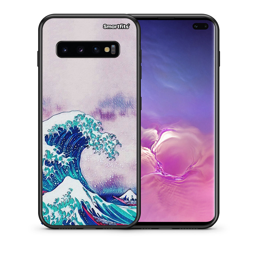 Θήκη Samsung S10+ Blue Waves από τη Smartfits με σχέδιο στο πίσω μέρος και μαύρο περίβλημα | Samsung S10+ Blue Waves case with colorful back and black bezels