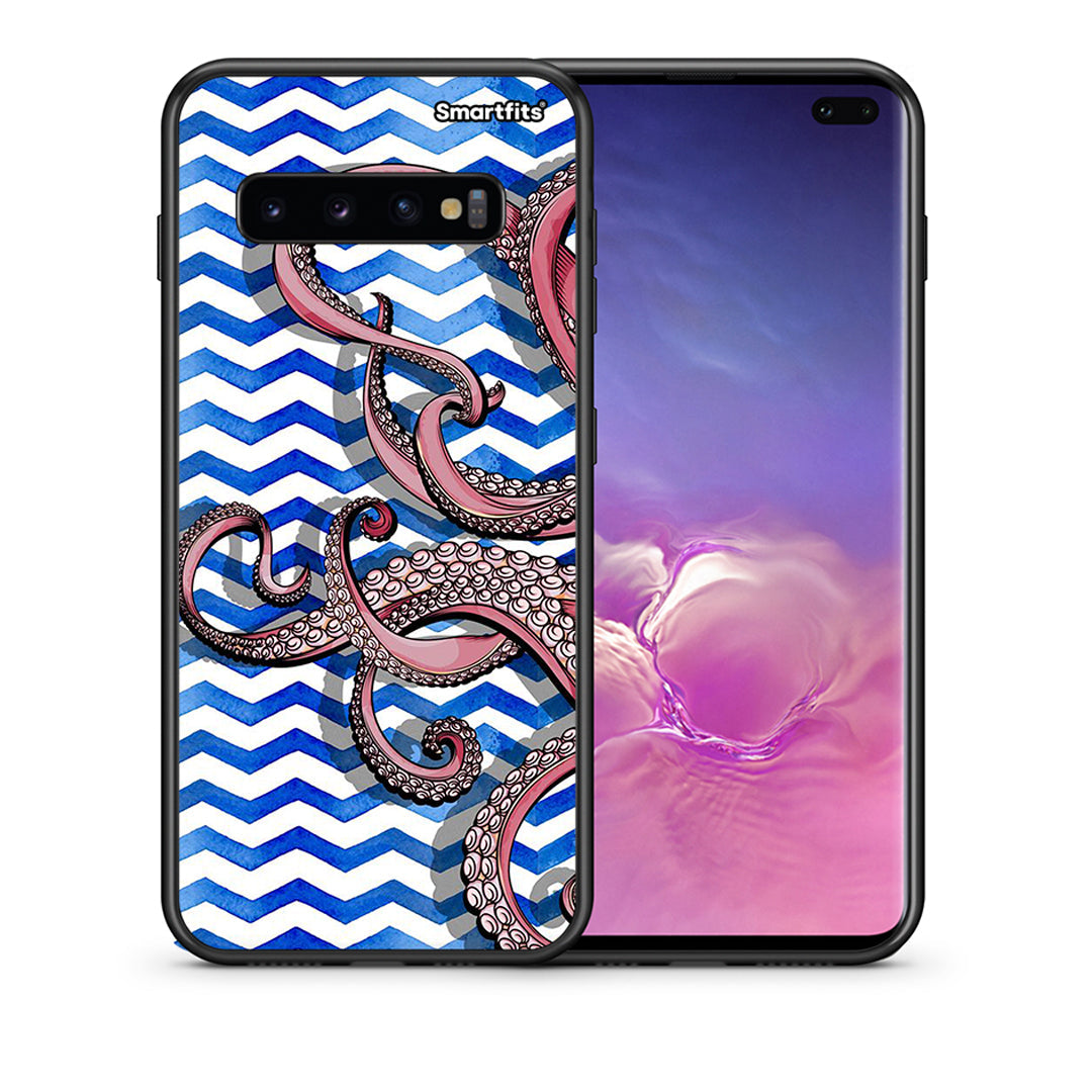 Θήκη Samsung S10+ Chevron Devilfish από τη Smartfits με σχέδιο στο πίσω μέρος και μαύρο περίβλημα | Samsung S10+ Chevron Devilfish case with colorful back and black bezels