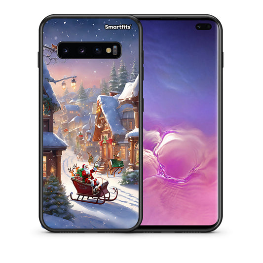 Θήκη Samsung S10+ Christmas Snow από τη Smartfits με σχέδιο στο πίσω μέρος και μαύρο περίβλημα | Samsung S10+ Christmas Snow case with colorful back and black bezels