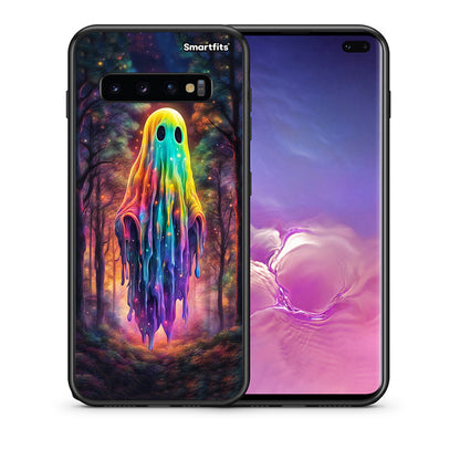 Θήκη Samsung S10+ Halloween Ghost από τη Smartfits με σχέδιο στο πίσω μέρος και μαύρο περίβλημα | Samsung S10+ Halloween Ghost case with colorful back and black bezels