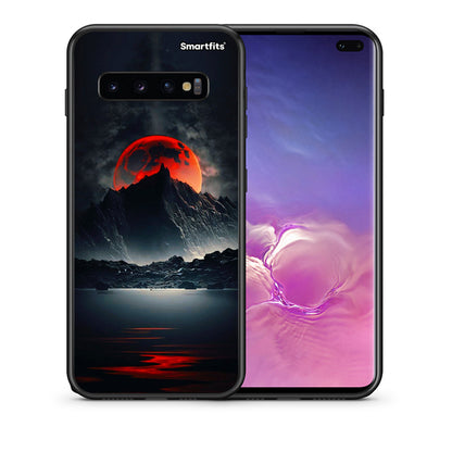 Θήκη Samsung S10+ Red Full Moon από τη Smartfits με σχέδιο στο πίσω μέρος και μαύρο περίβλημα | Samsung S10+ Red Full Moon case with colorful back and black bezels