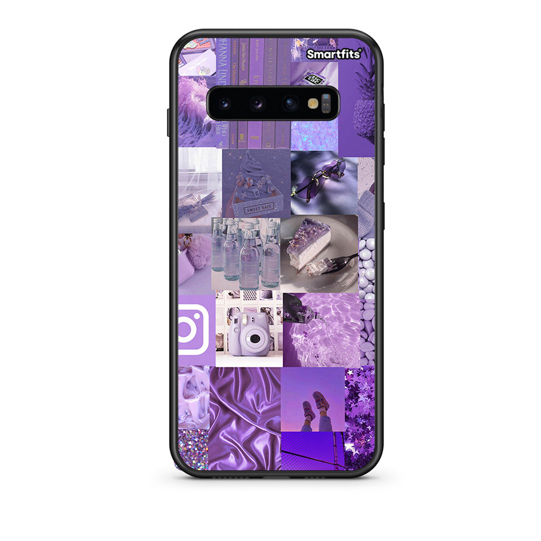 samsung s10 Purple Aesthetic Collage θήκη από τη Smartfits με σχέδιο στο πίσω μέρος και μαύρο περίβλημα | Smartphone case with colorful back and black bezels by Smartfits