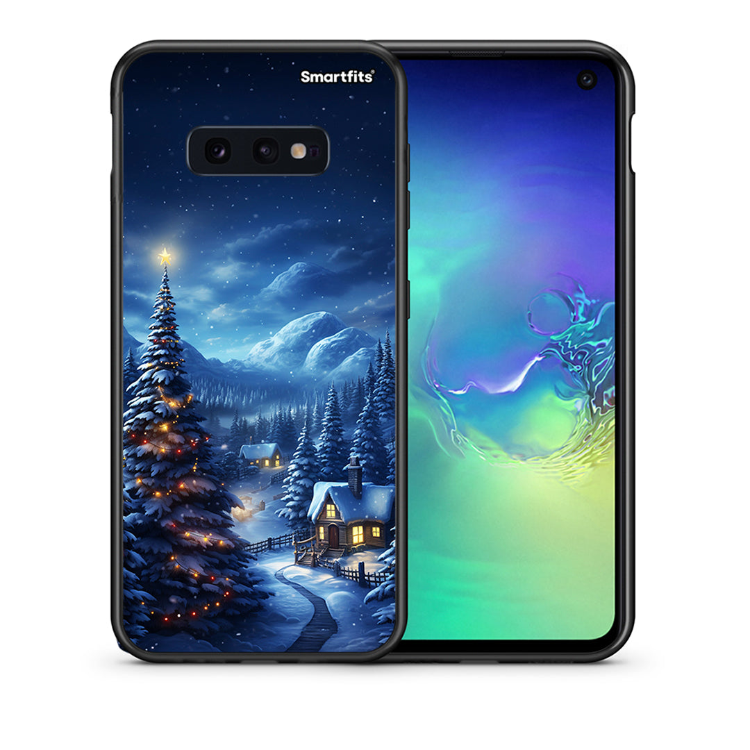 Θήκη Samsung S10e Christmas Scenery από τη Smartfits με σχέδιο στο πίσω μέρος και μαύρο περίβλημα | Samsung S10e Christmas Scenery case with colorful back and black bezels