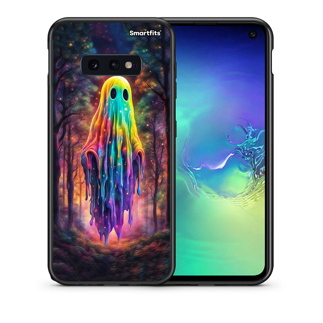 Θήκη Samsung S10e Halloween Ghost από τη Smartfits με σχέδιο στο πίσω μέρος και μαύρο περίβλημα | Samsung S10e Halloween Ghost case with colorful back and black bezels