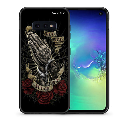 Θήκη Samsung S10e Judge By God από τη Smartfits με σχέδιο στο πίσω μέρος και μαύρο περίβλημα | Samsung S10e Judge By God case with colorful back and black bezels