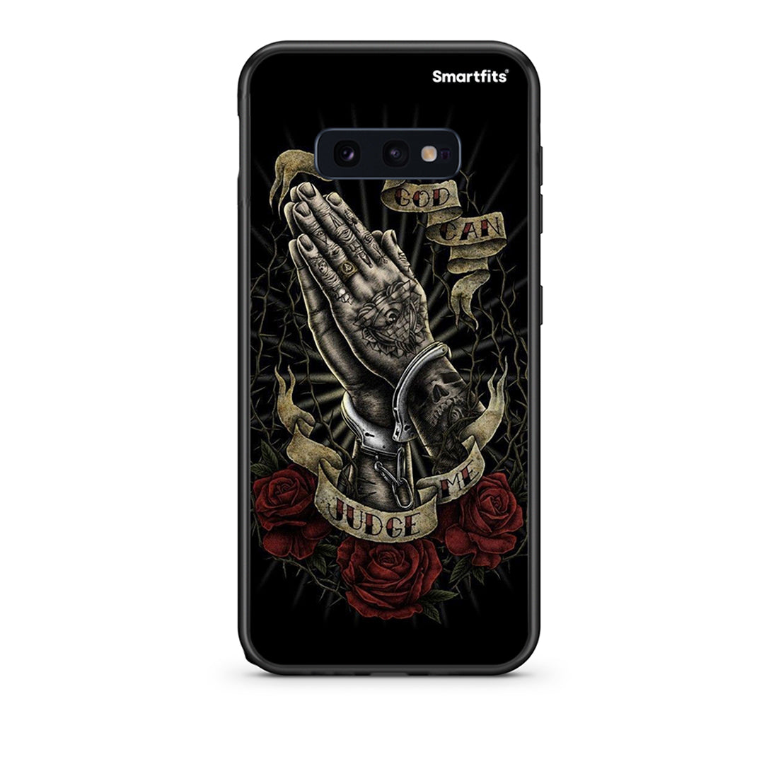 samsung s10e Judge By God θήκη από τη Smartfits με σχέδιο στο πίσω μέρος και μαύρο περίβλημα | Smartphone case with colorful back and black bezels by Smartfits
