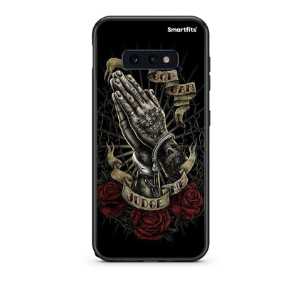 samsung s10e Judge By God θήκη από τη Smartfits με σχέδιο στο πίσω μέρος και μαύρο περίβλημα | Smartphone case with colorful back and black bezels by Smartfits