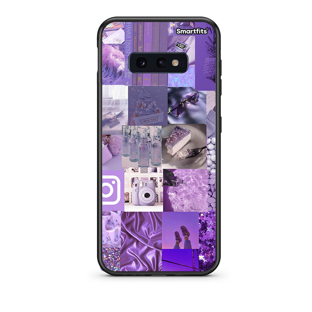 samsung s10e Purple Aesthetic Collage θήκη από τη Smartfits με σχέδιο στο πίσω μέρος και μαύρο περίβλημα | Smartphone case with colorful back and black bezels by Smartfits