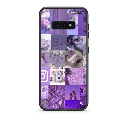 samsung s10e Purple Aesthetic Collage θήκη από τη Smartfits με σχέδιο στο πίσω μέρος και μαύρο περίβλημα | Smartphone case with colorful back and black bezels by Smartfits
