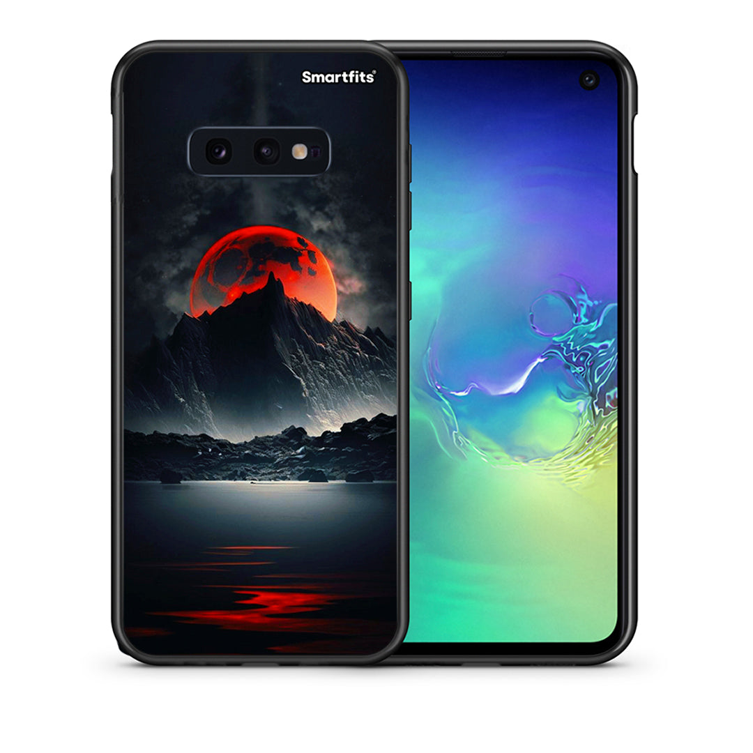 Θήκη Samsung S10e Red Full Moon από τη Smartfits με σχέδιο στο πίσω μέρος και μαύρο περίβλημα | Samsung S10e Red Full Moon case with colorful back and black bezels