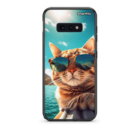 Thumbnail for samsung s10e Summer Cat θήκη από τη Smartfits με σχέδιο στο πίσω μέρος και μαύρο περίβλημα | Smartphone case with colorful back and black bezels by Smartfits