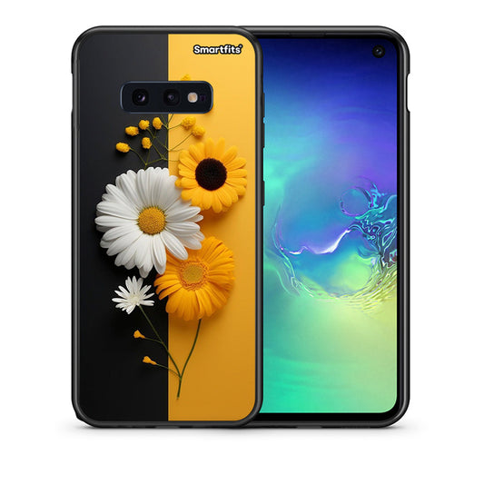 Θήκη Samsung S10e Yellow Daisies από τη Smartfits με σχέδιο στο πίσω μέρος και μαύρο περίβλημα | Samsung S10e Yellow Daisies case with colorful back and black bezels