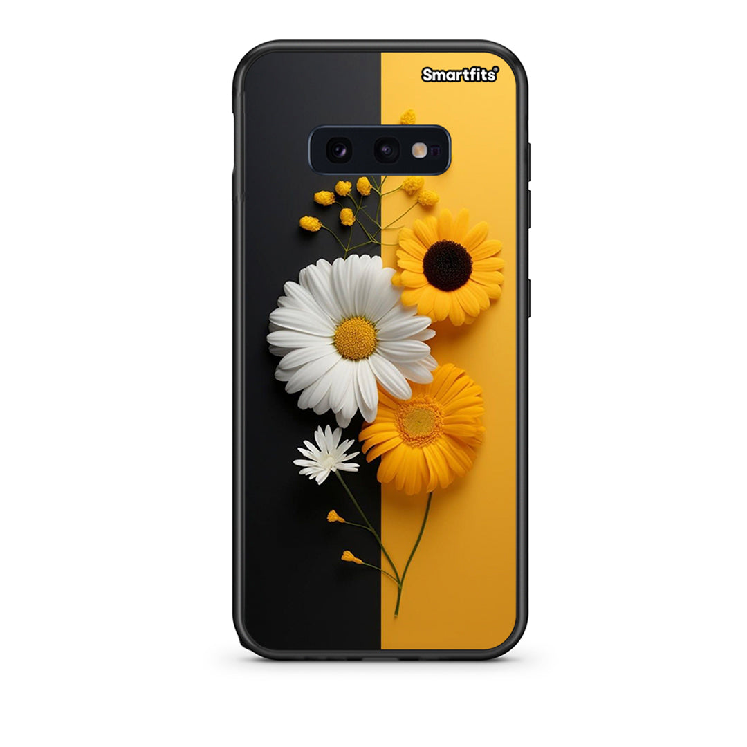 samsung s10e Yellow Daisies θήκη από τη Smartfits με σχέδιο στο πίσω μέρος και μαύρο περίβλημα | Smartphone case with colorful back and black bezels by Smartfits