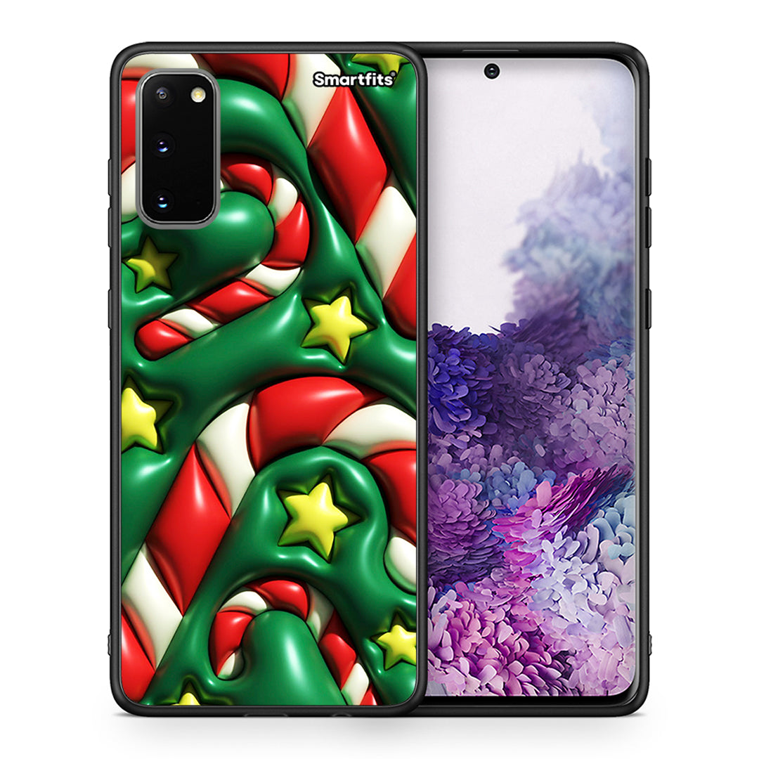 Θήκη Samsung S20 Christmas Bubbles από τη Smartfits με σχέδιο στο πίσω μέρος και μαύρο περίβλημα | Samsung S20 Christmas Bubbles case with colorful back and black bezels