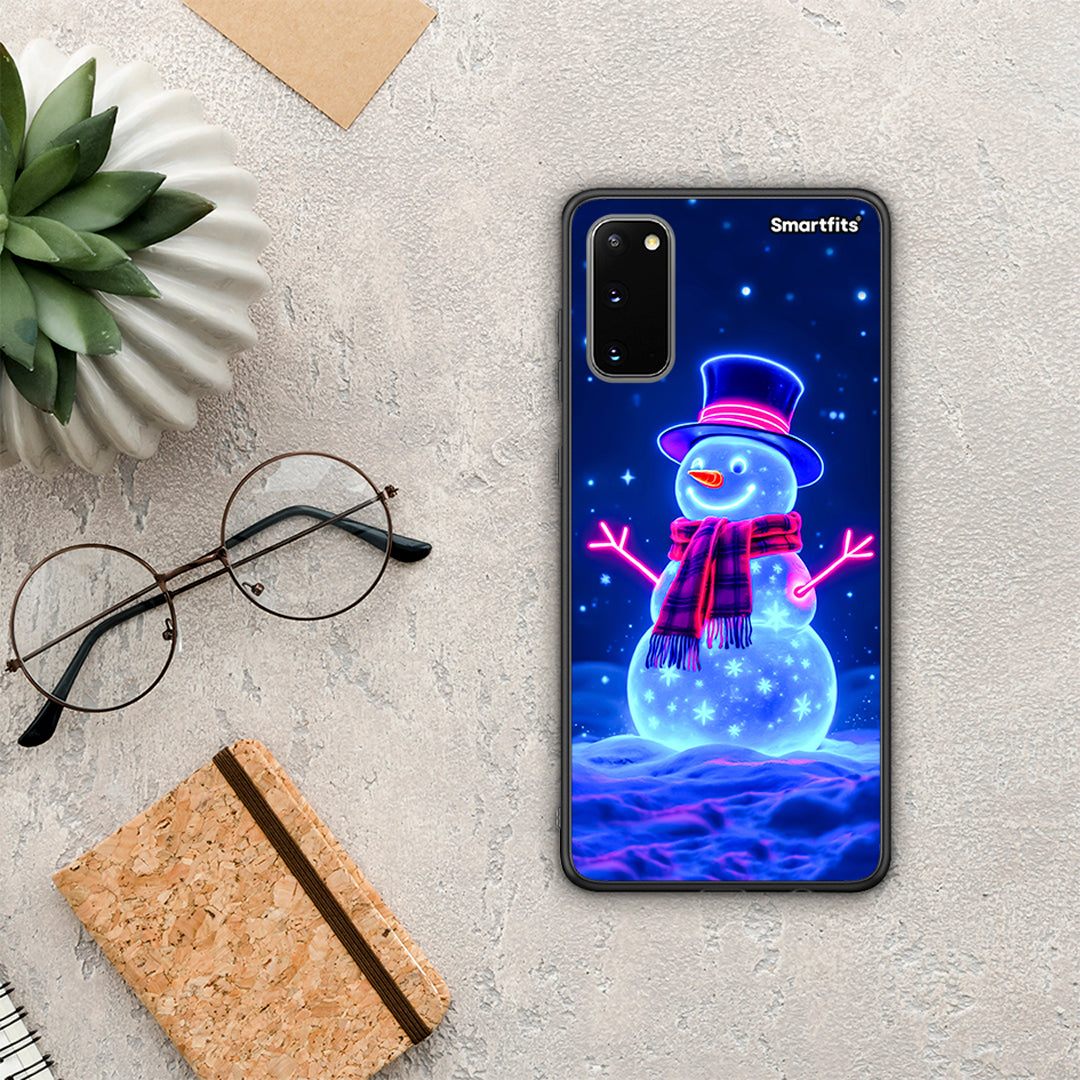 Christmas Neon Snowman - Samsung Galaxy S20 θήκη