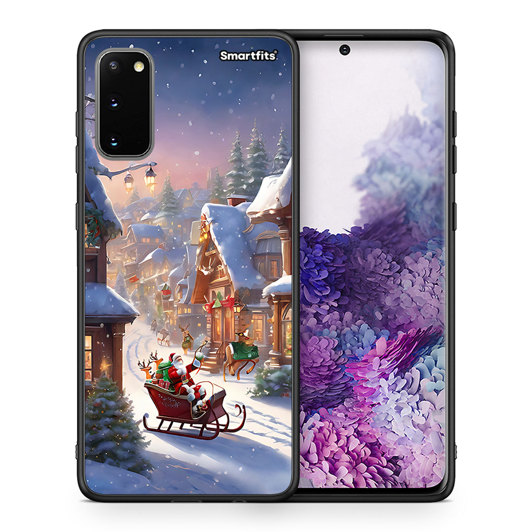 Θήκη Samsung S20 Christmas Snow από τη Smartfits με σχέδιο στο πίσω μέρος και μαύρο περίβλημα | Samsung S20 Christmas Snow case with colorful back and black bezels