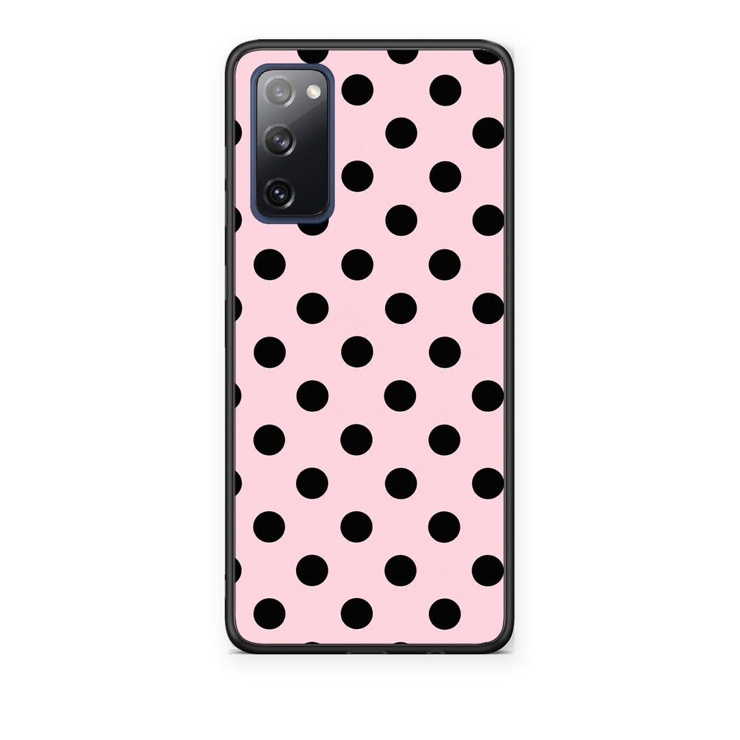Θήκη Samsung Galaxy S20 FE Black Polka Dots on Pink από τη Smartfits με σχέδιο στο πίσω μέρος και μαύρο περίβλημα | Samsung Galaxy S20 FE Black Polka Dots on Pink case with colorful back and black bezels
