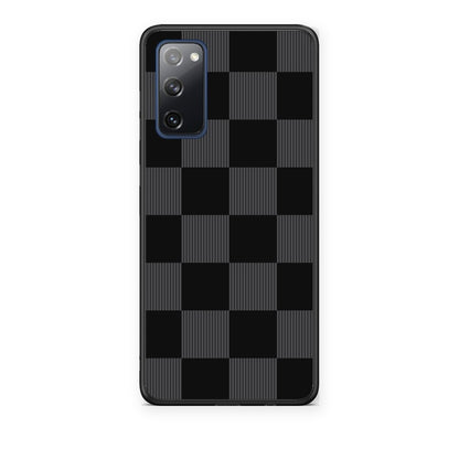 Θήκη Samsung Galaxy S20 FE Black and Charcoal Striped Checks από τη Smartfits με σχέδιο στο πίσω μέρος και μαύρο περίβλημα | Samsung Galaxy S20 FE Black and Charcoal Striped Checks case with colorful back and black bezels