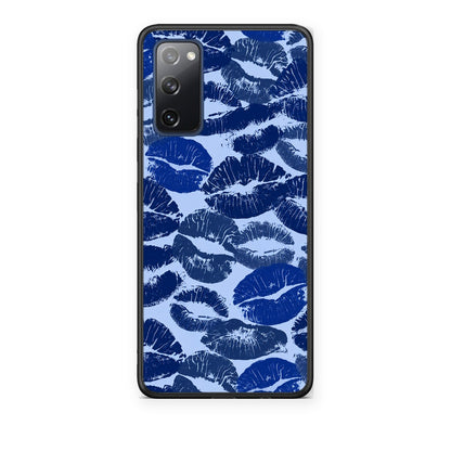 Θήκη Samsung Galaxy S20 FE Blue Lipstick Kisses από τη Smartfits με σχέδιο στο πίσω μέρος και μαύρο περίβλημα | Samsung Galaxy S20 FE Blue Lipstick Kisses case with colorful back and black bezels
