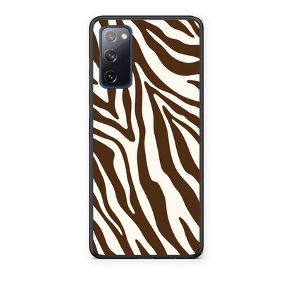 Θήκη Samsung Galaxy S20 FE Brown and Cream Zebra Stripes από τη Smartfits με σχέδιο στο πίσω μέρος και μαύρο περίβλημα | Samsung Galaxy S20 FE Brown and Cream Zebra Stripes case with colorful back and black bezels