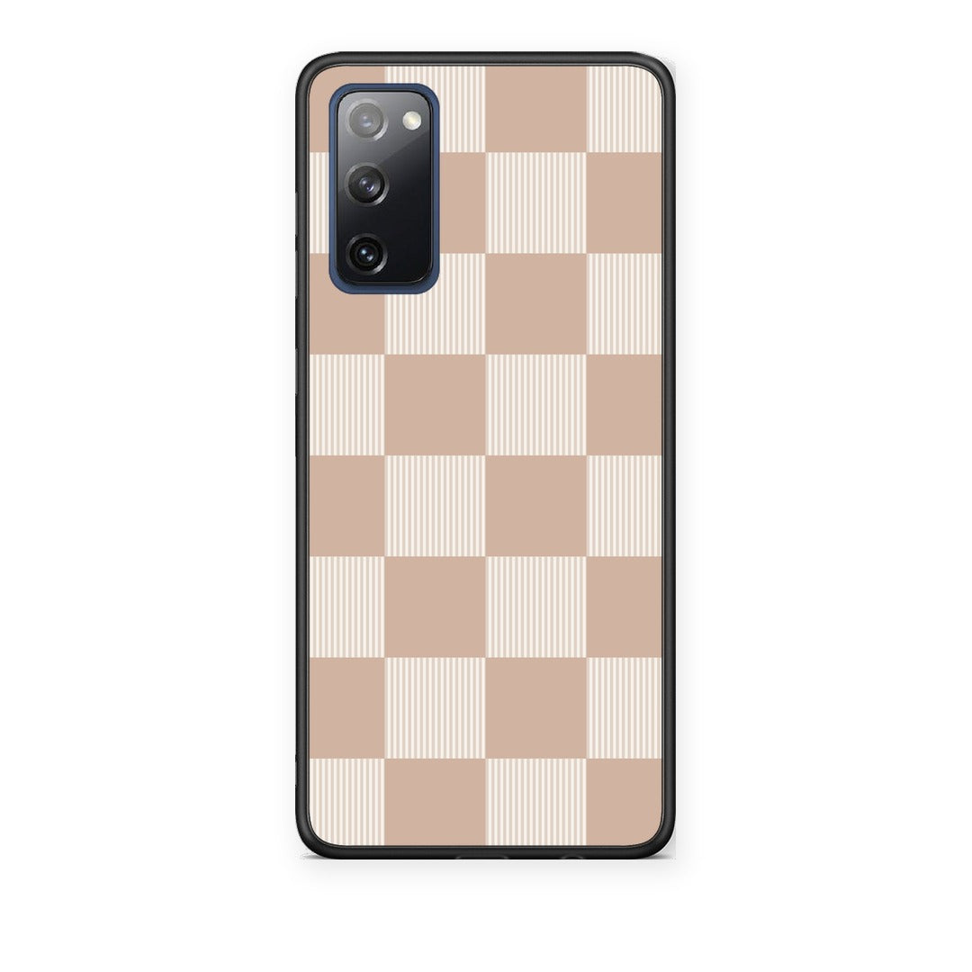 Θήκη Samsung Galaxy S20 FE Latte and Cream Striped Checks από τη Smartfits με σχέδιο στο πίσω μέρος και μαύρο περίβλημα | Samsung Galaxy S20 FE Latte and Cream Striped Checks case with colorful back and black bezels