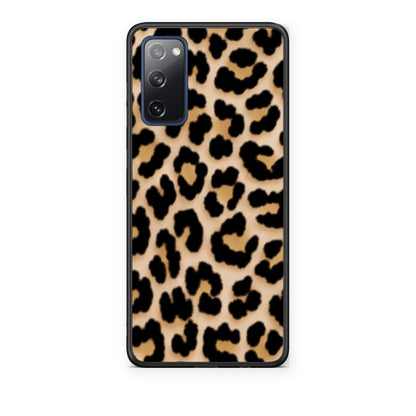 Θήκη Samsung Galaxy S20 FE Leopard Print Tan Small από τη Smartfits με σχέδιο στο πίσω μέρος και μαύρο περίβλημα | Samsung Galaxy S20 FE Leopard Print Tan Small case with colorful back and black bezels
