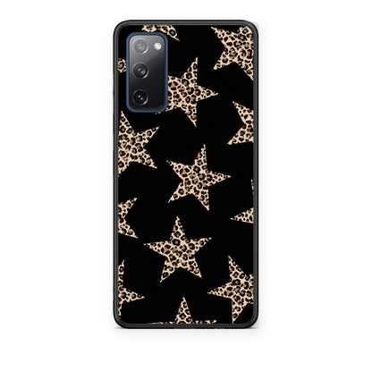 Θήκη Samsung Galaxy S20 FE Leopard Stars on Black από τη Smartfits με σχέδιο στο πίσω μέρος και μαύρο περίβλημα | Samsung Galaxy S20 FE Leopard Stars on Black case with colorful back and black bezels