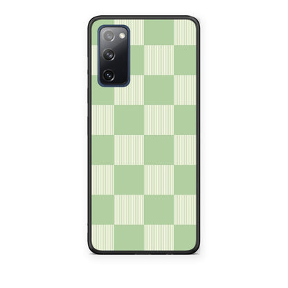 Θήκη Samsung Galaxy S20 FE Sage and Cream Striped Checks από τη Smartfits με σχέδιο στο πίσω μέρος και μαύρο περίβλημα | Samsung Galaxy S20 FE Sage and Cream Striped Checks case with colorful back and black bezels