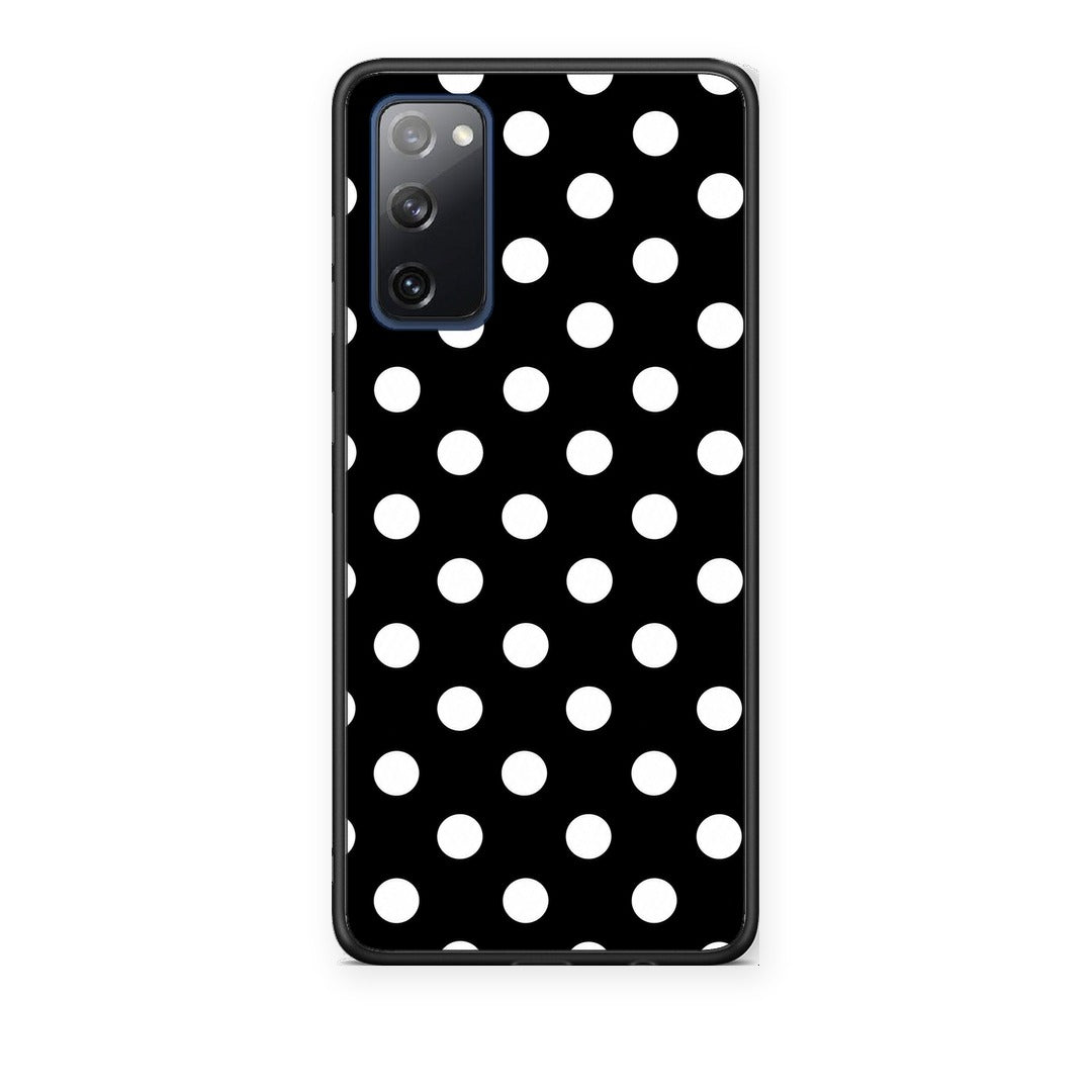 Θήκη Samsung Galaxy S20 FE White Polka Dots on Black από τη Smartfits με σχέδιο στο πίσω μέρος και μαύρο περίβλημα | Samsung Galaxy S20 FE White Polka Dots on Black case with colorful back and black bezels