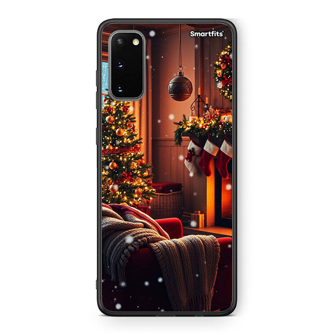 Samsung S20 Home For Christmas θήκη από τη Smartfits με σχέδιο στο πίσω μέρος και μαύρο περίβλημα | Smartphone case with colorful back and black bezels by Smartfits