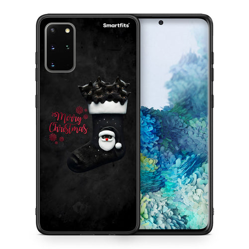 Θήκη Samsung S20 Plus Merry Cat Christmas από τη Smartfits με σχέδιο στο πίσω μέρος και μαύρο περίβλημα | Samsung S20 Plus Merry Cat Christmas case with colorful back and black bezels