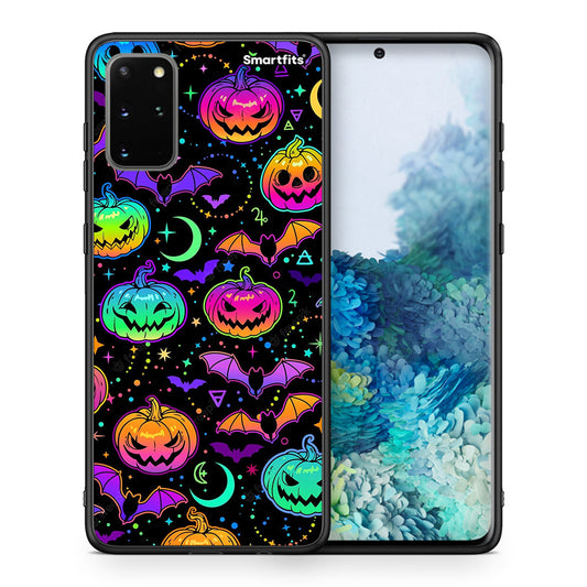 Θήκη Samsung S20 Plus Neon Halloween από τη Smartfits με σχέδιο στο πίσω μέρος και μαύρο περίβλημα | Samsung S20 Plus Neon Halloween case with colorful back and black bezels