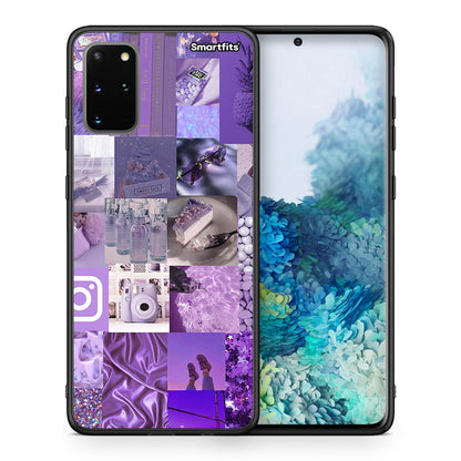 Θήκη Samsung S20 Plus Purple Aesthetic Collage από τη Smartfits με σχέδιο στο πίσω μέρος και μαύρο περίβλημα | Samsung S20 Plus Purple Aesthetic Collage case with colorful back and black bezels