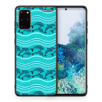 Thumbnail for Θήκη Samsung S20 Plus Swimming Dolphins από τη Smartfits με σχέδιο στο πίσω μέρος και μαύρο περίβλημα | Samsung S20 Plus Swimming Dolphins case with colorful back and black bezels