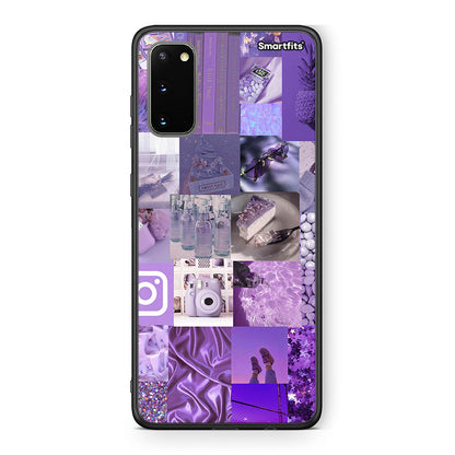 Samsung S20 Purple Aesthetic Collage θήκη από τη Smartfits με σχέδιο στο πίσω μέρος και μαύρο περίβλημα | Smartphone case with colorful back and black bezels by Smartfits