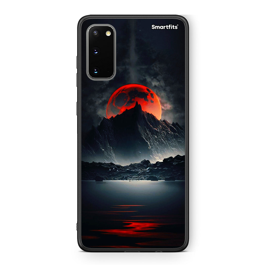 Samsung S20 Red Full Moon θήκη από τη Smartfits με σχέδιο στο πίσω μέρος και μαύρο περίβλημα | Smartphone case with colorful back and black bezels by Smartfits