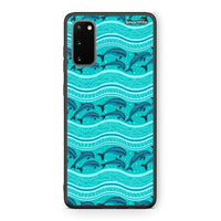 Thumbnail for Samsung S20 Swimming Dolphins θήκη από τη Smartfits με σχέδιο στο πίσω μέρος και μαύρο περίβλημα | Smartphone case with colorful back and black bezels by Smartfits