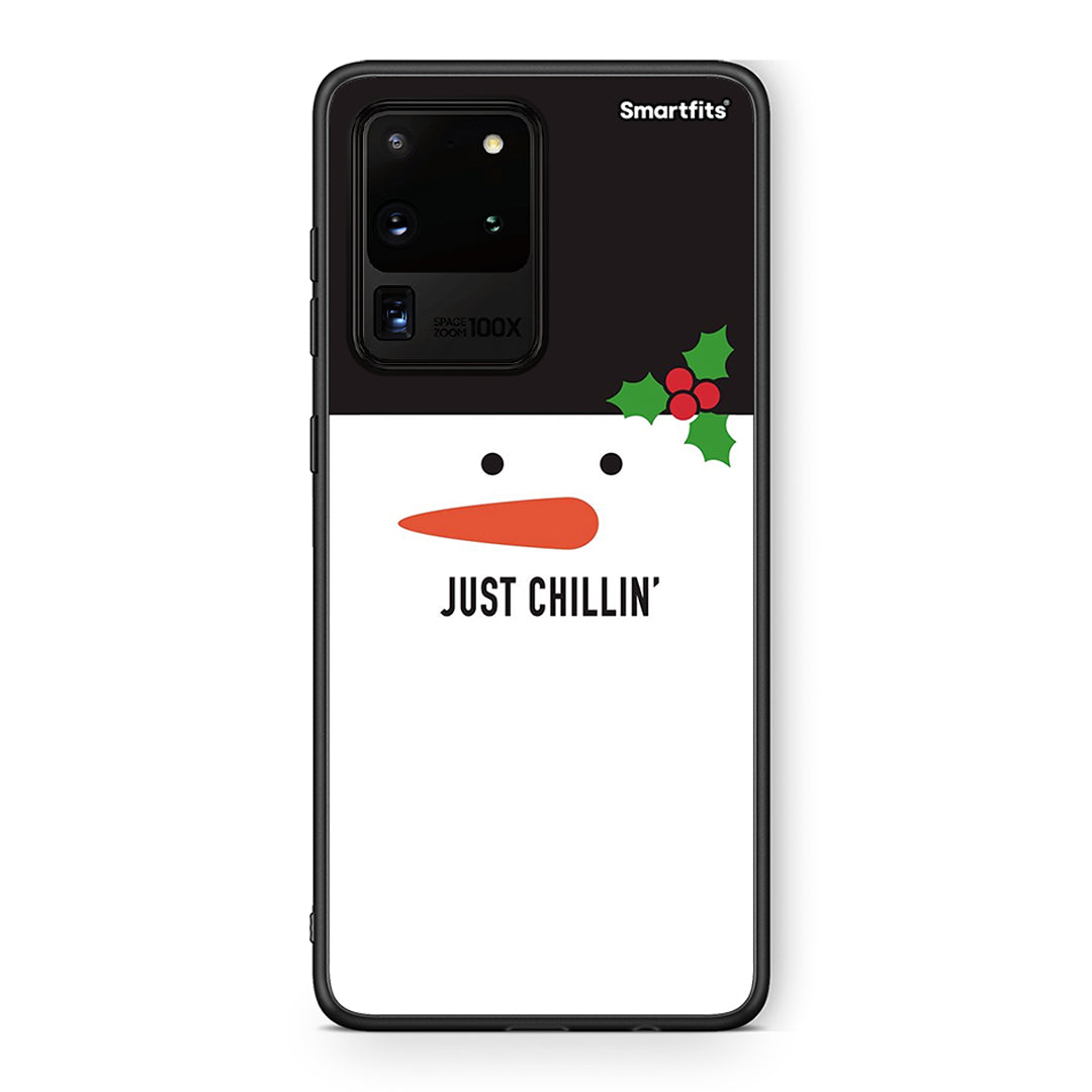 Samsung S20 Ultra Christmas Chillin θήκη από τη Smartfits με σχέδιο στο πίσω μέρος και μαύρο περίβλημα | Smartphone case with colorful back and black bezels by Smartfits