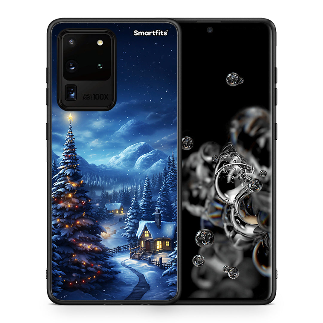 Θήκη Samsung S20 Ultra Christmas Scenery από τη Smartfits με σχέδιο στο πίσω μέρος και μαύρο περίβλημα | Samsung S20 Ultra Christmas Scenery case with colorful back and black bezels