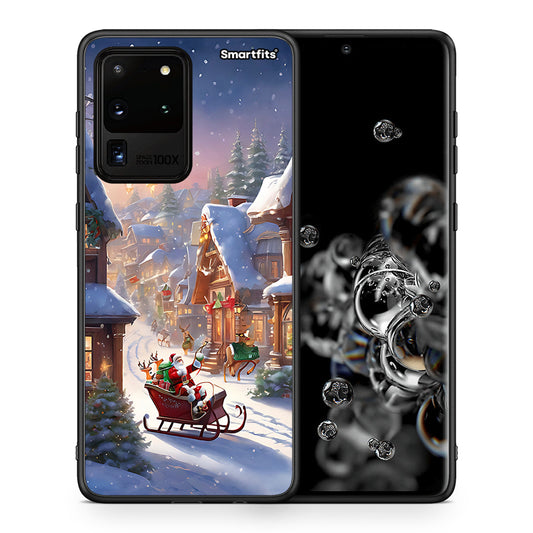 Θήκη Samsung S20 Ultra Christmas Snow από τη Smartfits με σχέδιο στο πίσω μέρος και μαύρο περίβλημα | Samsung S20 Ultra Christmas Snow case with colorful back and black bezels