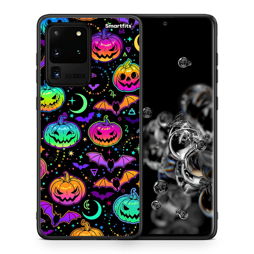 Θήκη Samsung S20 Ultra Neon Halloween από τη Smartfits με σχέδιο στο πίσω μέρος και μαύρο περίβλημα | Samsung S20 Ultra Neon Halloween case with colorful back and black bezels