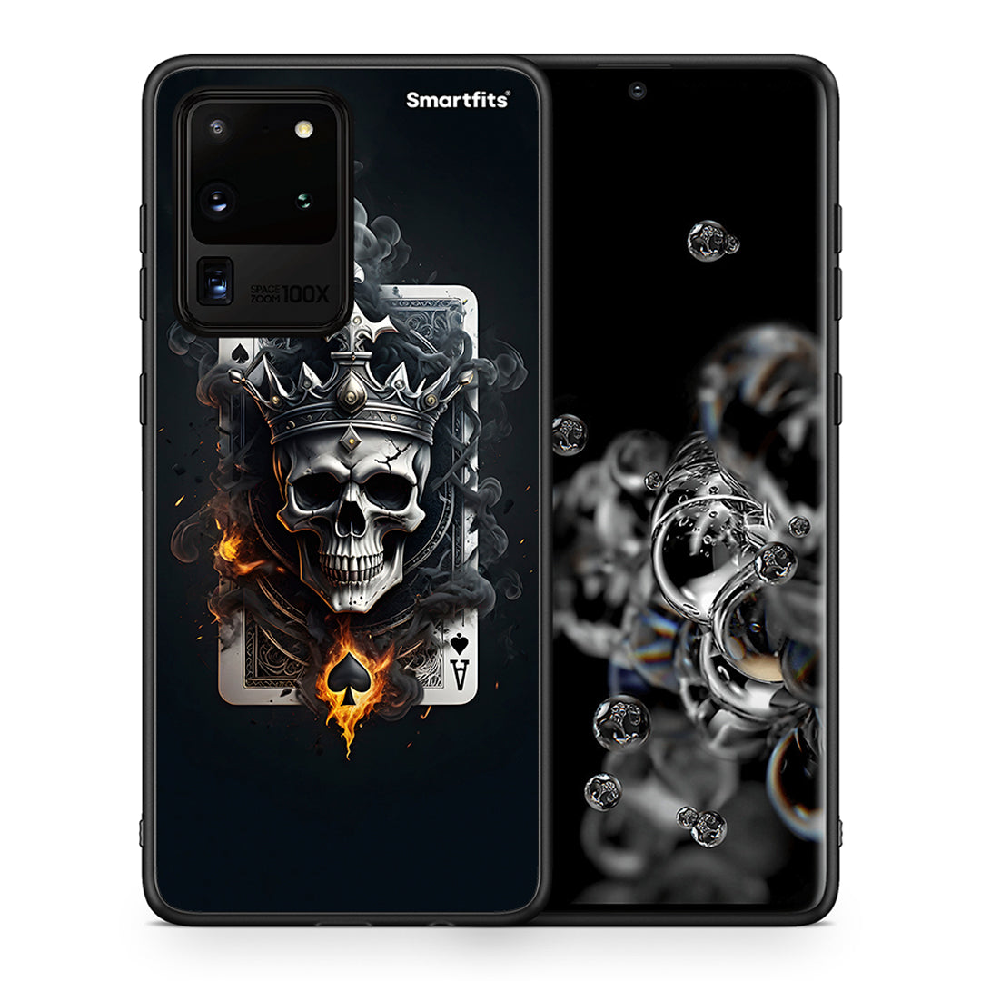 Θήκη Samsung S20 Ultra Skull King Ace από τη Smartfits με σχέδιο στο πίσω μέρος και μαύρο περίβλημα | Samsung S20 Ultra Skull King Ace case with colorful back and black bezels