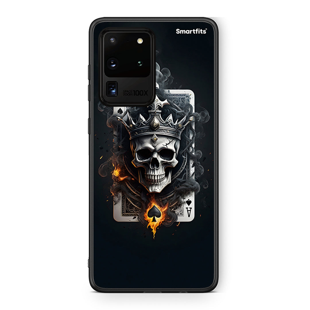 Samsung S20 Ultra Skull King Ace θήκη από τη Smartfits με σχέδιο στο πίσω μέρος και μαύρο περίβλημα | Smartphone case with colorful back and black bezels by Smartfits