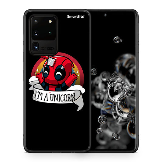 Θήκη Samsung S20 Ultra Unicorn Deadpool από τη Smartfits με σχέδιο στο πίσω μέρος και μαύρο περίβλημα | Samsung S20 Ultra Unicorn Deadpool case with colorful back and black bezels